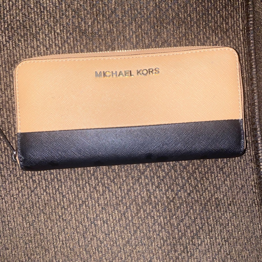 Michael Kors Tan and Black Leather Wallet